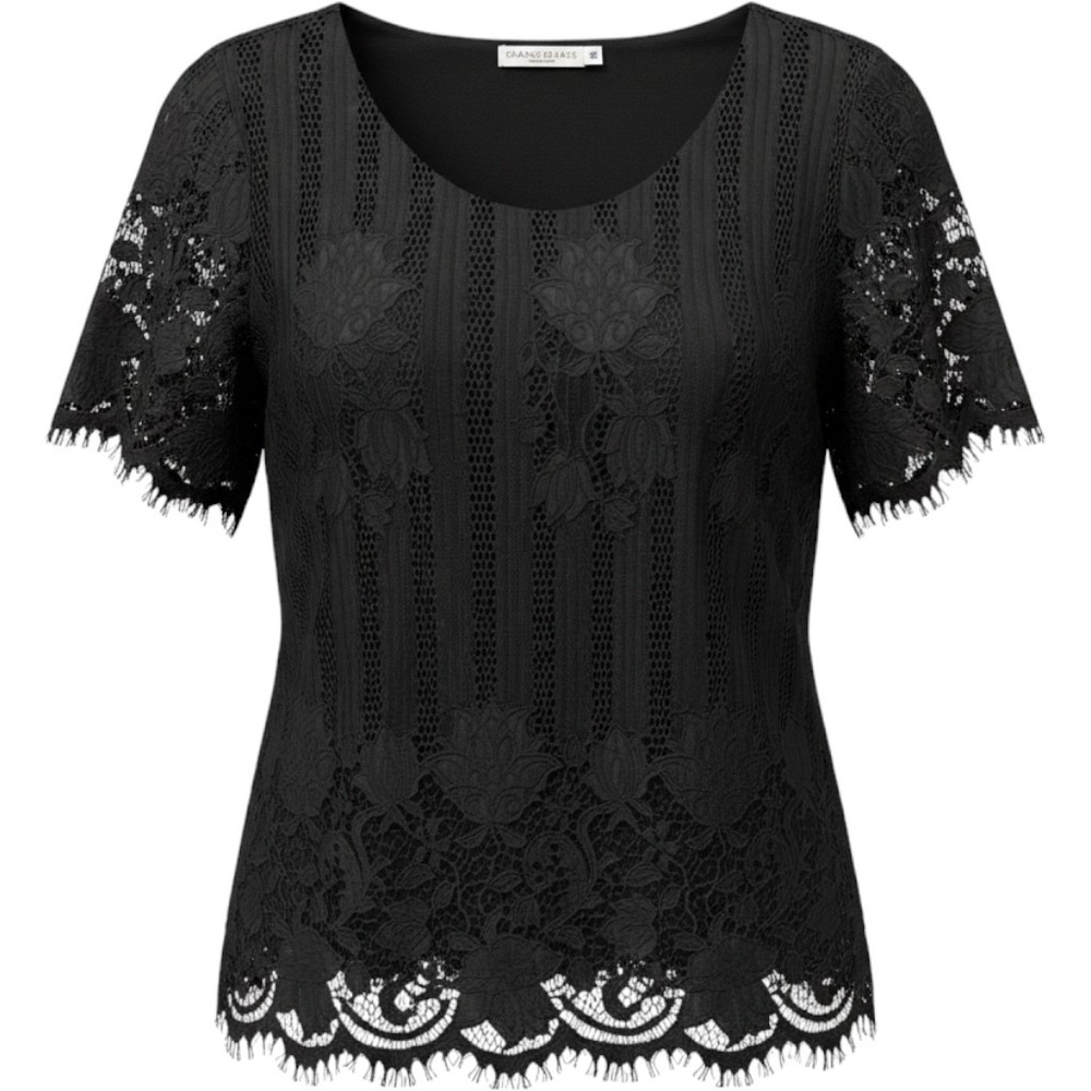 Chance Or Fate Black Floral Lace Short Sleeve Top Fairy‎ Goth Witchy Medium